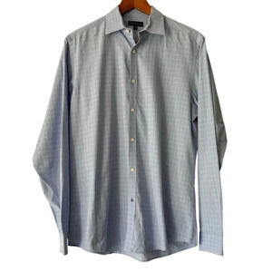 3/$30 Ben Sherman mens long sleeve plaid check button down blue shirt 15.5/34-35